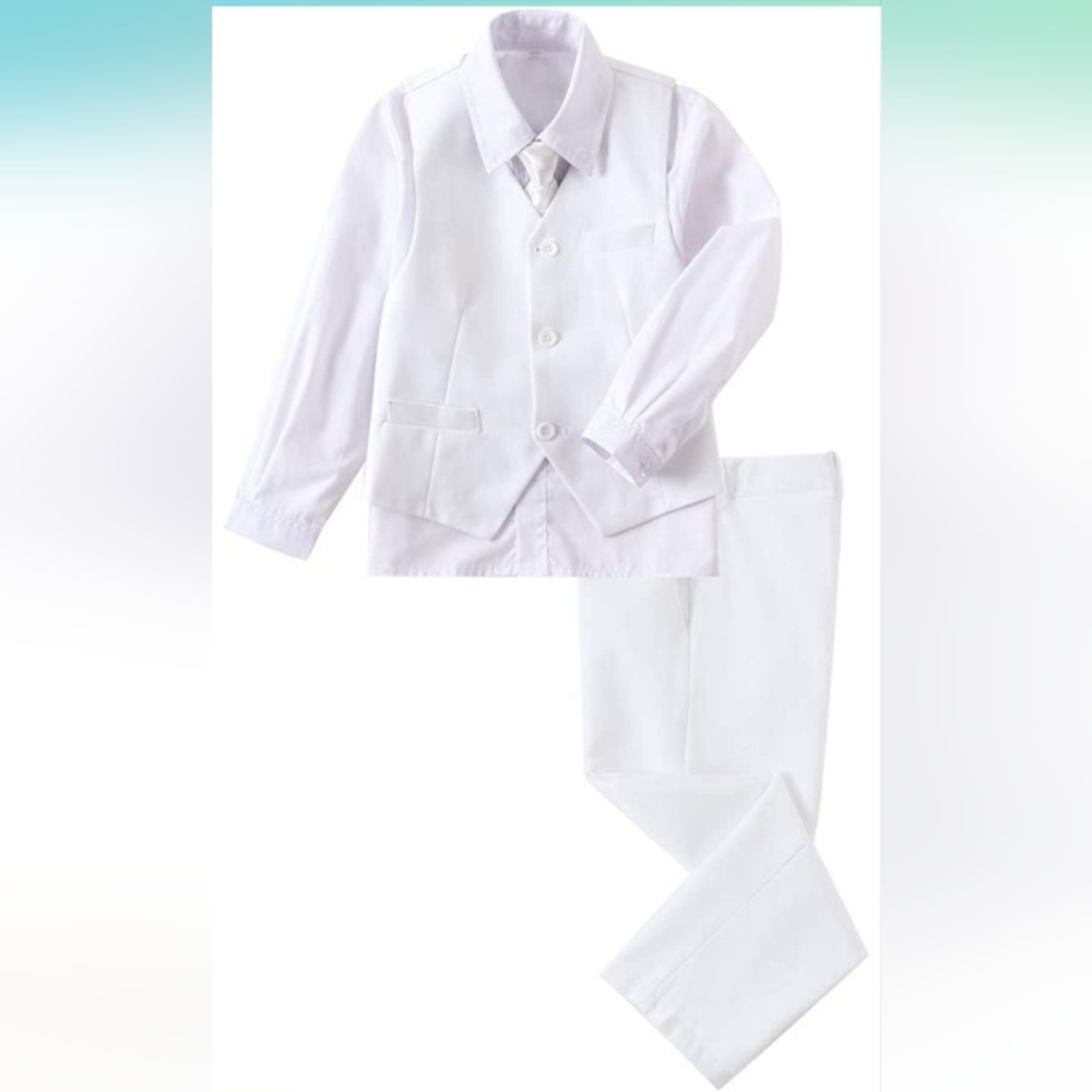 NWOT YuanLu 4 Piece Boys' Formal Suit Set with Vest Pants Dress Shirt and Tie